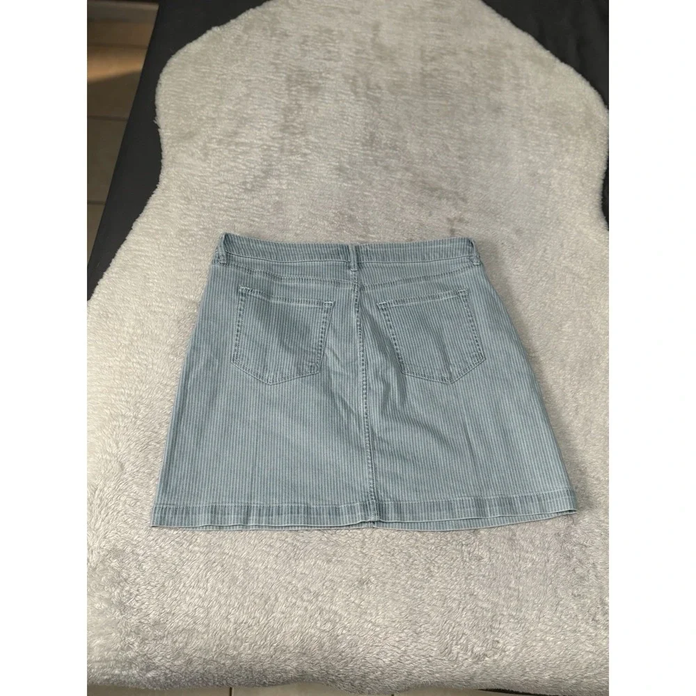 New Loft Denim‎ Blue Striped A Line Americana Skirt Size 10 Bottom Stretch
